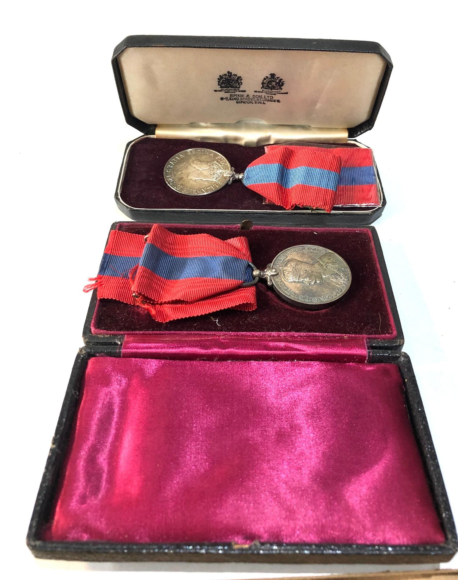 2 boxed imperial service medals named GV -william arthur mattiews ER- arthur leonard mattiews