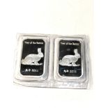 2 x 1 ounce silver .999 fine silver bullion bars