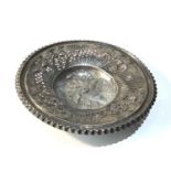 Ornate antique pierced silver dish measures approx 20cm dia Sheffield silver hallmarks makers walker