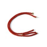 18ct gold clasp and coral bead necklace weight 19g round coral beads measure approx 4.5mm dia