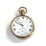 Antique gold plated open face Pinnacle pocket watch the watch is ticking but no warranty is given