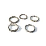 5 silver Pandora rings