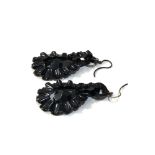 Victorian jet earrings measures approx 4.5cm drop by 2.3cm wide in good condition
