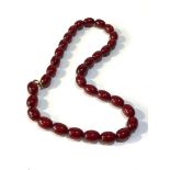 Antique cherry amber / bakelite bead necklace even sized beads measures approx 1.6 by 1.2cm weight