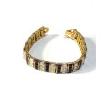 Silver and gem set bracelet measures approx 18cm long by 1.2cm wide hallmarked 925 and gold coated
