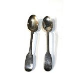 2 antique Irish silver spoons each 14cm long