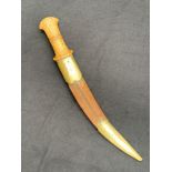 Large 18th / 19th century dagger probably caucasus with walrus grip the blade chiselled with naive