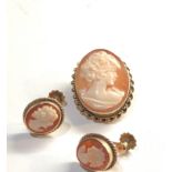 9ct gold cameo brooch and earring set weight 10g