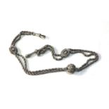 Victorian silver Albertina fob watch chain