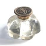 Large Antique silver and tortoiseshell glass ink well split to lid as shown