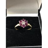 18ct gold diamond and ruby ring 2.7g