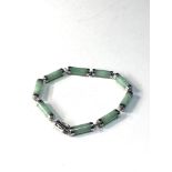 14ct white gold jade link bracelet