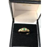 9ct gold diamond and emerald gypsy ring 1.2g