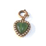 Antique jade and pearl heart locket pendant measures approx 2.4cm by 1.7cm not including large