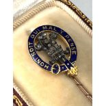 18ct gold rose diamond and enamel royal commemorative pin boxed weight 3.1g