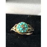 Antique 9ct gold and turquoise ring missing stone