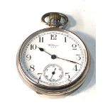 Antique silver open faced waltham u.s.a pocket watch the watch winds and ticks but no warranty is