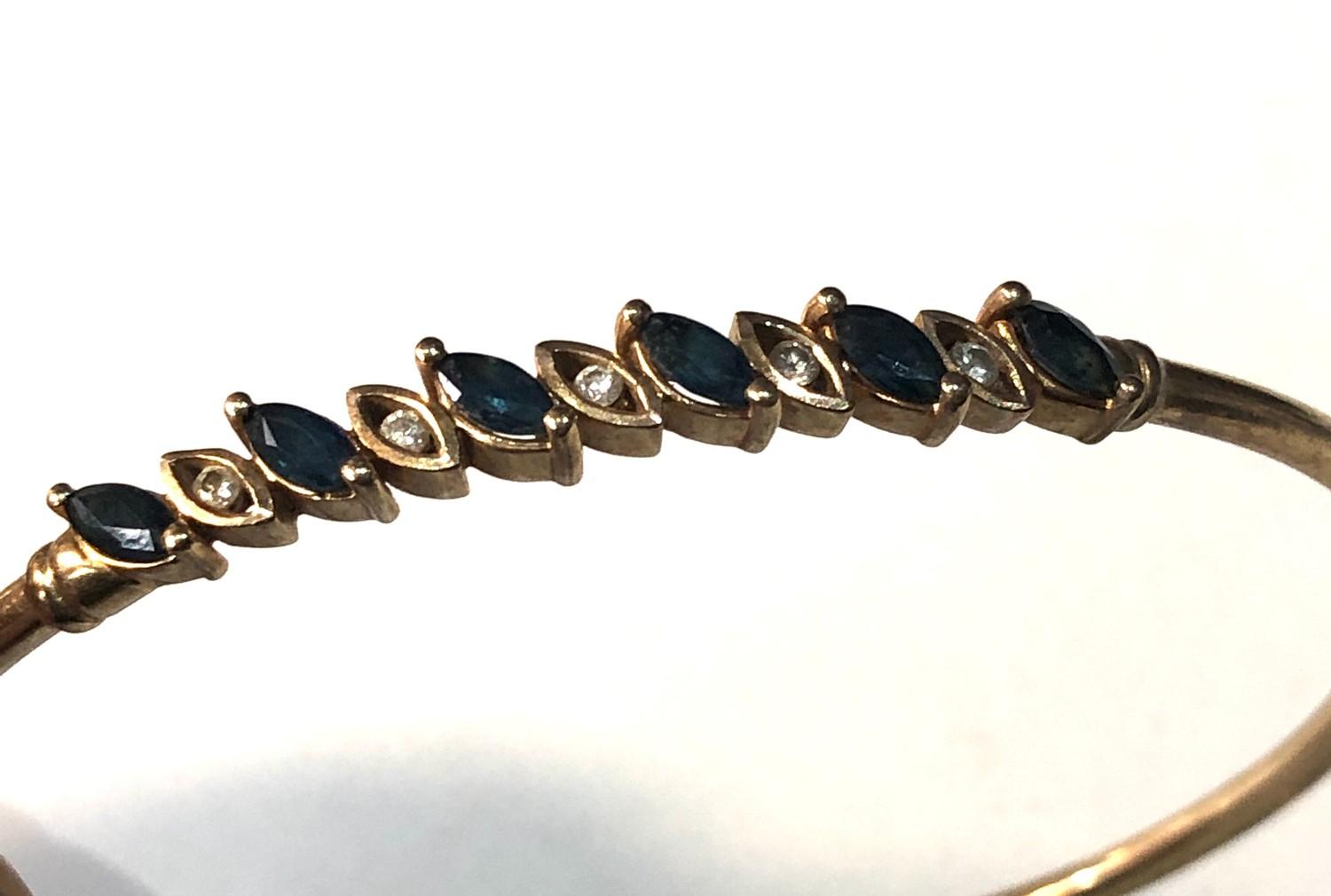 9ct gold sapphire & diamond bangle weight 6.7g - Image 2 of 3