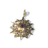 Antique 9ct gold and seed-pearl pendant