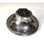large antique silver and tortoiseshell lid ink well measures approx 12.5cm dia worn hallmarks and