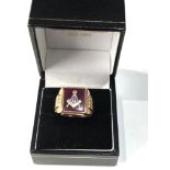 Vintage 9ct gold gents masonic ring weight 6.7g