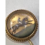 Fine Antique Victorian 15ct gold race horse intaglio Essex crystal stick pin c1890 head measure