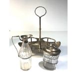 Antique Georgian Sterling Silver and Cut Glass Cruet with later silver stand not matching measures