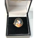 Antique gold painted panel ring weight 4.2g