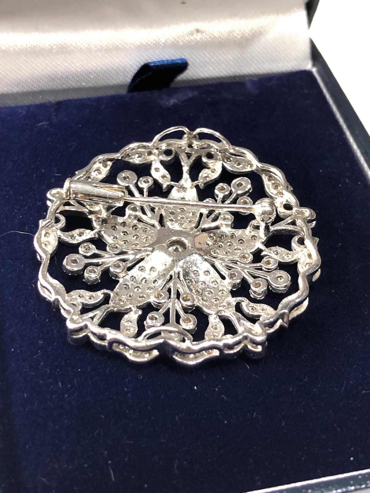 Fine antique white gold / plat floral diamond pendant pin brooch central diamond measures approx 4mm - Image 4 of 5