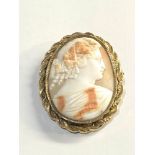 Large cameo brooch gold framed measure approx 60mm by 50mm total weight 27g