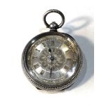 Victorian silver dial open face fob watch does tick but no warranty is given overall good condition