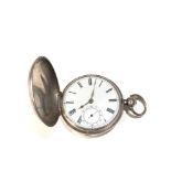 Antique silver full hunter waltham mass pocket watch watch will tick but stops no warranty is