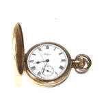 Antique gold plated full hunter dennison case waltham pocket watch non working order