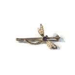 9ct gold dragonfly brooch