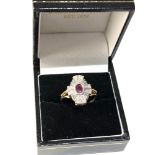 9ct gold diamond and ruby cocktail ring weight 3g