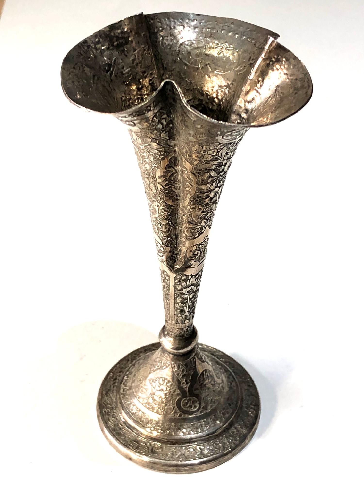 Persian silver flower vase height 14cm weight 76g