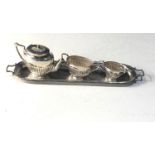 Miniature silver tea service and hallmarked silver tray tea set is halmarked 925 the tray full