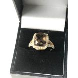 18ct gold diamond & smokey quartz ring weight 8g
