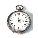 Victorian silver open face fob watch does tick but no warranty is given overall good condition