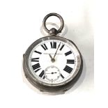 Large Antique silver open faced pocket watch R.Harwick manchester the watch winds and ticks but