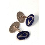 Pair of vintage 9ct gold and enamel masonic cufflinks weight 8.6g