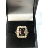 9ct gold opal and garnet ring 3g