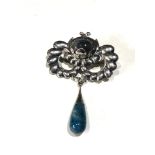 Vintage Marius Hammer silver and stone set brooch measures approx 7.4cm drop by 5cm wide