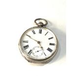 Antique silver open faced waltham mass pocket watch the watch winds and ticks but no warranty is