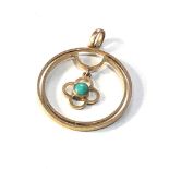 Antique 9ct gold turquoise pendant weight 1.8g