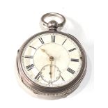 Large antique silver open faced pocket watch by p.wilson manchester winds and ticks but no