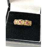 Vintage diamond and ruby ring set all around with rubies and diamonds weight 6g