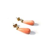 9ct gold coral earrings 2cm coral drop