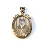 Antique 9ct gold picture pendant measures approx 4.8cm by 2.8cm widest points weight 4.2g