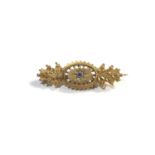 15ct gold diamond and sapphire brooch 5g